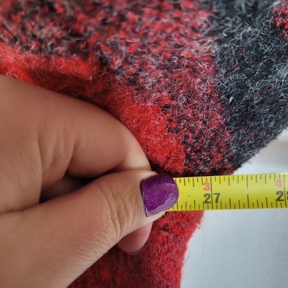 Cyrus Plaid Red and Black Long Duster Cardigan - Picture 11 of 12